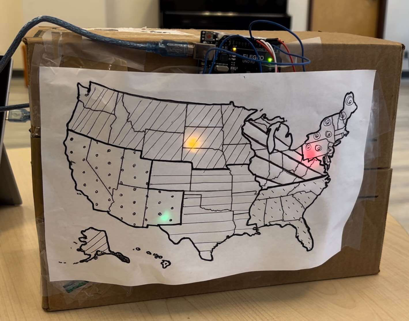 map with lights on