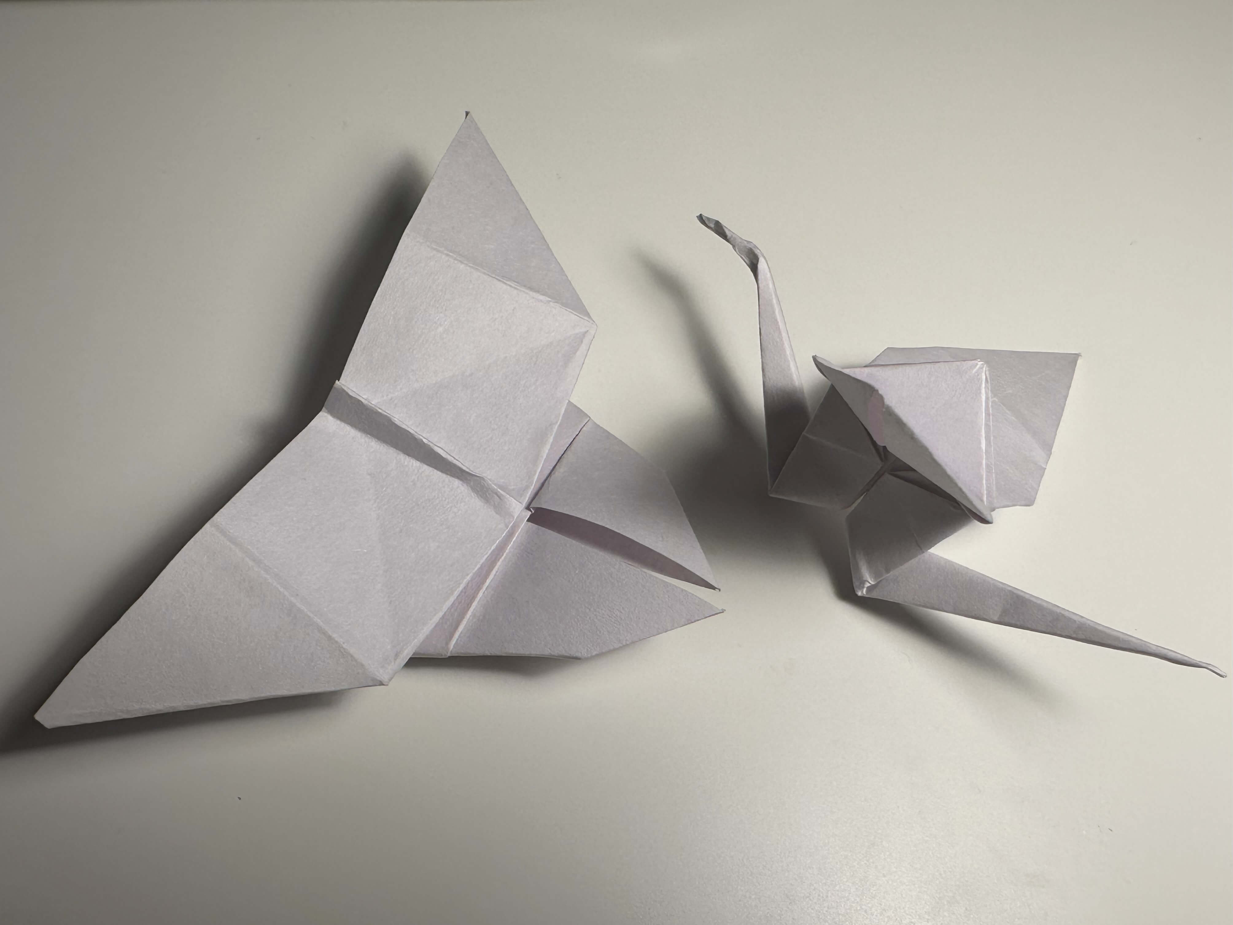 Crane and butterfly origami